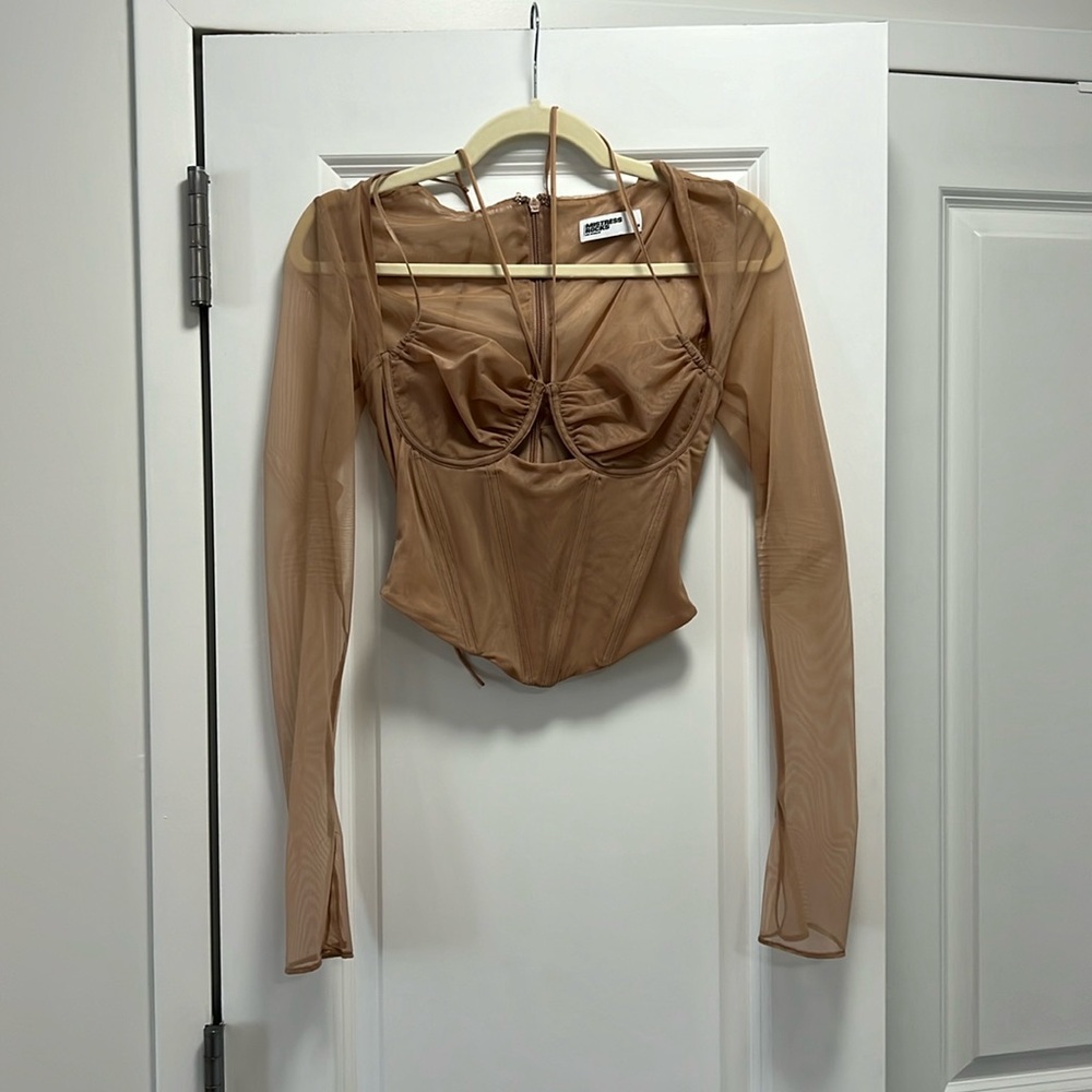 Mistress Rocks Corset Tan Top